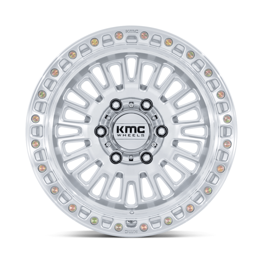 KMC AZTEC KM554 GLOSS SILVER MACHINED FACE